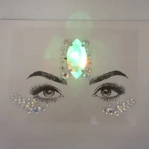 Rave Outfit Festival Face Jewels Rhinestones Crystal Sticker Light up Face Jewelry for Edc Edm