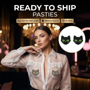 Ready to Ship Black Cat Nipple Cover Glow in the Dark Eyes Luminous Pasties in Stock Fast Delivery Lady Rave Wear