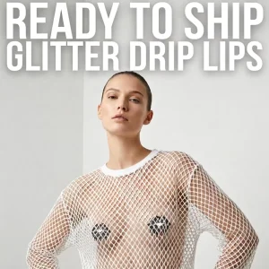 Ready to Ship Black Lip Shape Nipple Covers Pasties Glitter Fabric Disposable Adhesive Breast Petals Fast Delivery