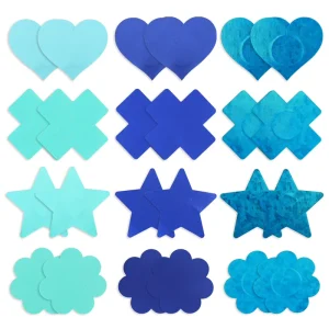 Ready to Ship Blue Pastel Nipple Covers Pasties Multi Shape Disposable Adhesive Breast Petals Fast Delivery