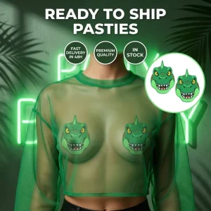 Ready to Ship Green Dinosaur Nipple Cover T Rex Pasties in Stock Fast Delivery Disposable Breast Petals Party Cosplay
