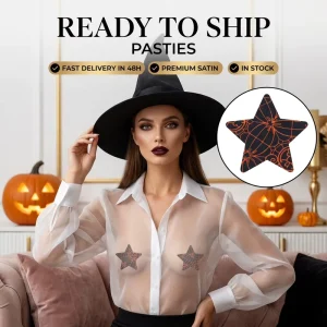 Ready to Ship Halloween Digital Print Spider Web Bat Nipple Cover Multi Shape in Stock Fast Delivery Star Pasties