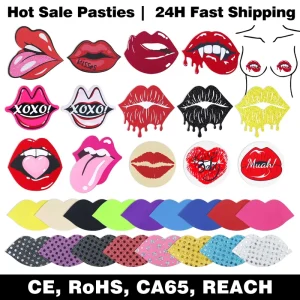 Ready to Ship Lip Shape Nipple Covers Fast Delivery in Stock Low MOQ Sexy Red Mouth Breast Pasties for Party Club Women