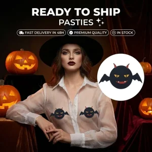 Ready to Ship Little Devil Nipple Cover Silk Screen Print Halloween Demon Pasties in Stock Fast Delivery Lady Wear