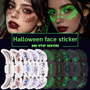Realistic Aesthetic Freckle Tattoo Sticker Gothic Luminous Halloween Face Tattoo Decals for Music Festival Rave Makeup