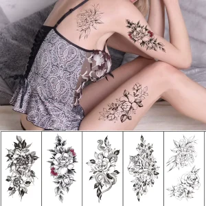 Realistic Animal Temporary Tattoos Stickers Waterproof Arm Leg Body Art Black Lion Tattoo Designs for Men