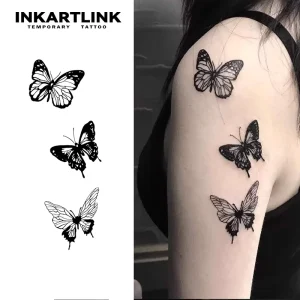 Realistic Butterfly Sequence Semi permanent Tattoo Sticker Long Lasting 2 Weeks 15 Days Body Art for Women Men Arm