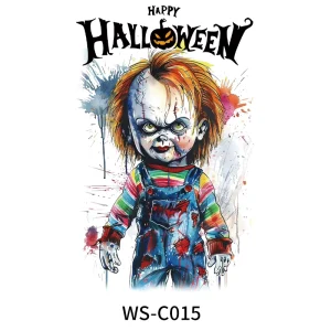 Realistic Halloween Waterproof Sweat Disposable Tattoo Stickers Funny Cartoon Temporary Body Paper Design Adhesive Printed