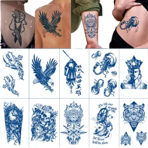 Realistic Long-Lasting Arm Temporary and Semi-Permanent Tattoo Stickers, Multiple Patterns, Non-Toxic