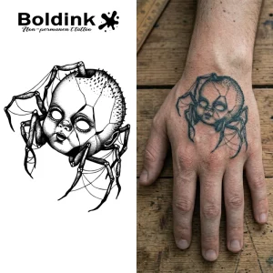 Realistic Spider Baby Body Art Waterproof Long Lasting 2 Weeks Jagua Juice Ink Tattoo Sticker