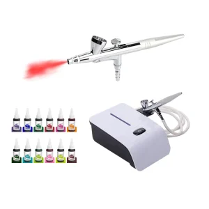 Rechargeable Copper High-Pressure Sensor Touch Nail Airbrush Kit 0.3mm Nozzle for Painting Tattoos Nail Makeup Art Cake