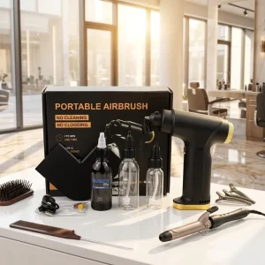 Rechargeable Cordless 35PSI Plastic No-Clog Air Brush for Barbers Durable Barbershop Equipment Hair Beard Styling