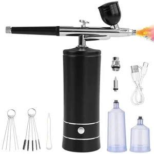 Rechargeable Portable Airbrush Kit Cordless Auto Handheld Airbrush Gun with Nozzle and Cleaning Brush for Nail Art Painting