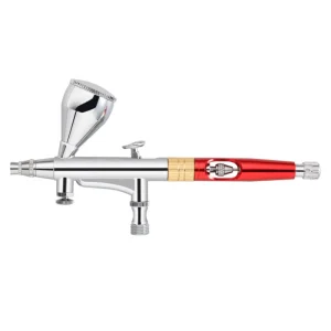 Red 0.3mm Dual-Action Gravity Feed Spray Gun Kit Trigger Spray Airbrush Gun for Cake Decorating, Painting, Tattoo, Models, Art