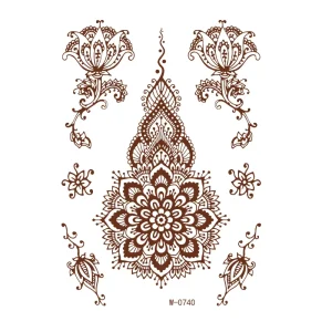 Red Brown Water Transfer Paper Tattoo for Women & Teen Girls Waterproof Temporary Face & Body Paint for Festival & Party