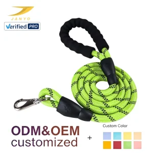 Reflective Braided Nylon Rope Dog Walking Leash Soft Foam Cushioned Hand Loop Silver Snap Hook Wear Resistant Pet Accessories