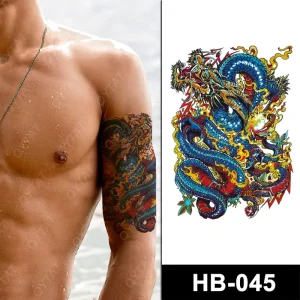 Removable Waterproof Color Temporary Dragon Tattoo for Men