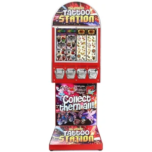Retro 4 Column Temporary Tattoo Sticker Card and Pokemon Toploader Vending Machine Manufacturers with Pedestal Base(TM450R)