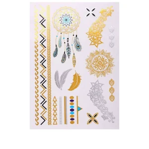 Retro Gold Foil Henna Tattoo Stickers Waterproof Paper Temporary Body Art with Sexy Face Decoration White Printing