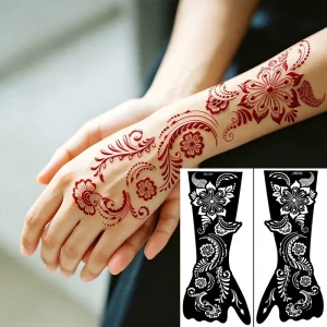 Retro Large Flower Vine Henna Stencils Exotic Indian Bridal Wedding Mehndi Hollow out Templates Eco Friendly Tattoo Stickers