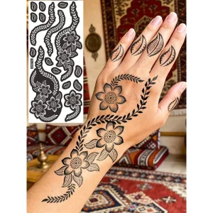 Retro Mandala Henna Tattoo Stencils for Arm, Hand, and Foot