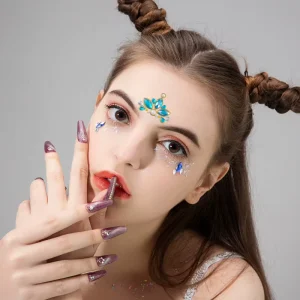 Retro Princess Gem Forehead Stickers Ancient Style Blink Rhinestone Face Stickers