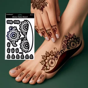 Reusable Adhesive Temporary Foot Toe Mesh Hollow PVC Airbrush Stencil Henna Tattoo Stickers for Body Art