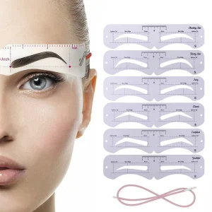 Reusable Eyebrow Shaper DIY 6PCS Set Soft Ruler Brow Definer Eyebrow Stamp Card Soft Ruler Stencil Shaping Makeup Tool