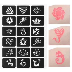 Reusable Hollow Temporary Tattoo Ink Template Kit Human Body Painting Tattoo Stencils for Temporary Use