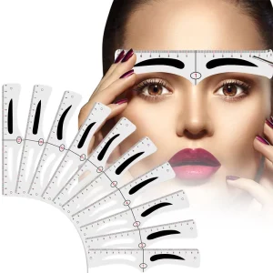 Reusable Microblading Eyebrow Shaping Tools Plastic Eyebrow Mapping Ruler DIY Eyebrow Guide Shaping Stencil Kits with Brow Shape
