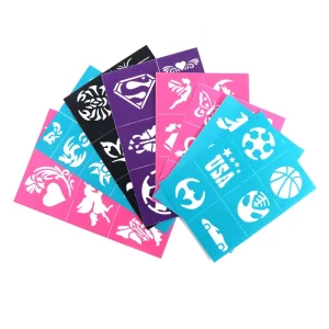 Reusable PVC Temporary Tattoo Stencils and Stickers for Body Art, Face Paint, Henna, and Glitter Designs