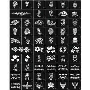 Reusable Self Adhesive Henna Temporary Tattoo Stencil Templates Body Art Paint Sticker for Hand and Face