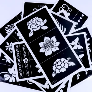 Reusable Temporary Tattoo Stencils Kit Glitter Face Paint Templates and Body Art Henna Stencil Stickers PVC Opp Bag Reusable