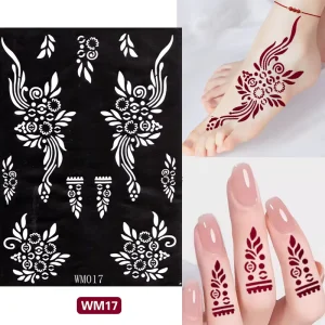 Reusable Temporary Tattoo Stickers Body Art Designs with Reusable Stencil Henna Stencil Tattoo