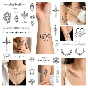 Reusable Waterproof Blooming Rose Henna Tattoo Stencil Temporary Body Art Template For Hand Foot Vinyl