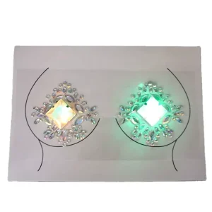 Rhinestone Flower Sticker Luminous Led Light Glowing Face Jewels rainbow Gem Face Stickers