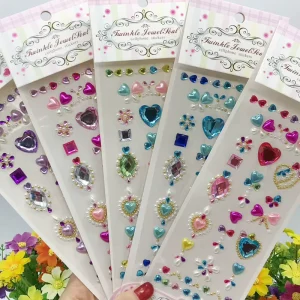Rhinestone Gem Self Adhesive Colorful Diamond Stick Gems Bling Craft Jewels Crystal Stickers Phone Decorative Heart Star Peacock