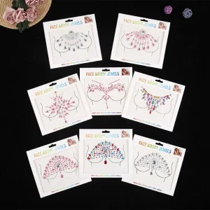 Rhinestone Handmade Eco Friendly Acrylic Adhesive Chest Stickers for Carnival Parties Body Tattoos European American