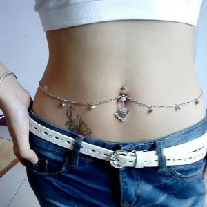 Rhinestone Navel Ring Body Belly Chain Waist Chain Body Piercing Jewelry