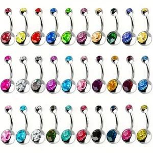 Rhinestone Silver Gold Zirconia Cute Fashion Navel Rings for Women Body Piercings Jewelry