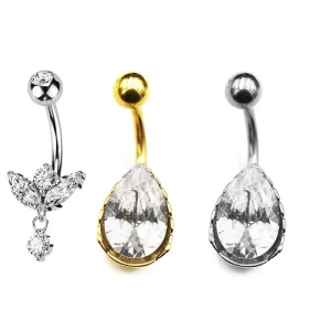 Romantic CZ Belly Piercing Bars Blue Zinc Plated 316L Stainless Steel Double Jewelled Amber Men Women Children’s Wedding