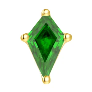 Romantic Green Zircon Inlay 14K Solid Gold Kite Threadless Ear Nose Jewelry for Weddings and Parties Gift Idea
