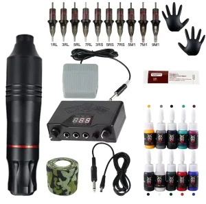 Rotary Tattoo Machine Kit with Cartridges Needles for Permanent Makeup Eyebrow Microblading