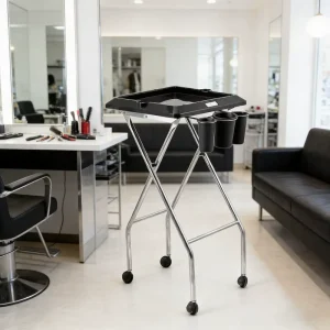 Rotating Hair Stylist Tray with Wheels 360° Swivel Tool Organizer for Hair Dyeing Extensions Application in Salon Tattoo Studio