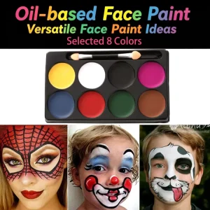 Round 8 Shades Oil Based Face Paint Set Waterproof Body Painting Pigment for Halloween Cosplay Festival Party Decoration