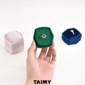 Rounded Corner Hexagonal Velvet Ring Box Wedding Proposal Gift Packaging Jewelry Storage Case Luxury Jewelry Box Custom Logo