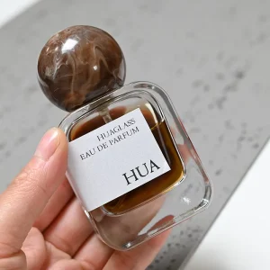 Rounded Shape Creative Design Clear Perfume Bottle 50ml with Resinous Lid