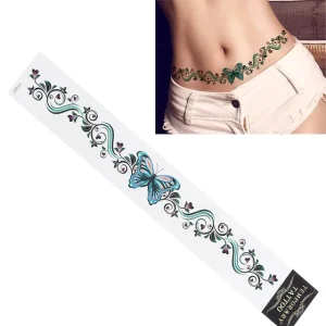 Runzio YT Series Waterproof Sexy Flower Long Abdomen Tattoo Stickers Women Girls Belly Body Temporary 62x420mm CE Colorful Easy