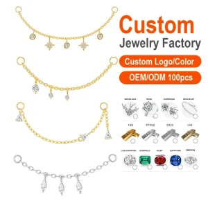 S925 Silver Moissanite Nose Ring Lip Stud Ear Piercing Jewelry Set -Gold/Silver Piercing Studs Plated Body Art