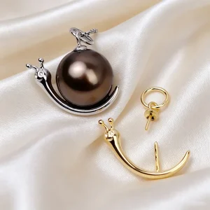 S925 Silver Snail Pearl Pendant Blank Settings 3Color Half Drill Pearl Mount Base DIY Jewelry Making Custom Available